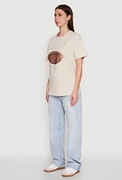 Womens Almost Famous Rhinestone Graphic T-Shirt, Beige, Size XL