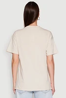 Womens Almost Famous Rhinestone Graphic T-Shirt, Beige, Size XL