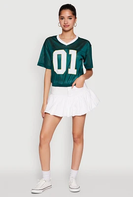 Womens Almost Famous Graphic Jersey Mesh Crop Top, Green, Size XL
