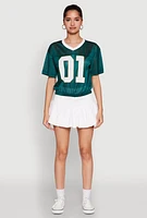 Womens Almost Famous Graphic Jersey Mesh Crop Top, Green, Size XL