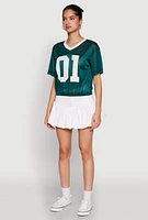 Womens Almost Famous Graphic Jersey Mesh Crop Top, Green, Size XL