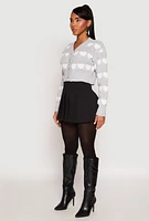 Womens Daisy Chenille Heart Cropped Cardigan,