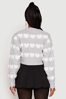 Womens Daisy Chenille Heart Cropped Cardigan,