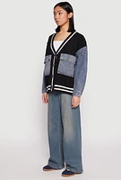 Womens Daisy Denim Cable Knit Cardigan, Multi,