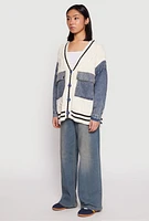 Womens Daisy Denim Cable Knit Cardigan, Multi,