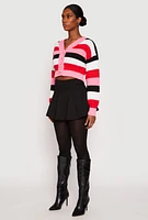 Womens Daisy Striped Cropped Cardigan, Multi,