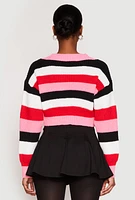 Womens Daisy Striped Cropped Cardigan, Multi,