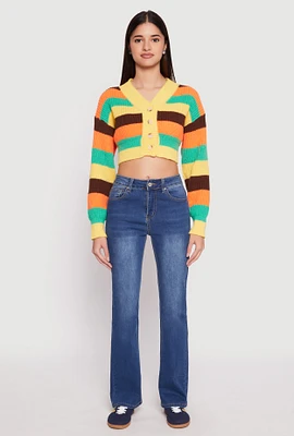 Womens Daisy Striped Cropped Cardigan, Multi, Size M