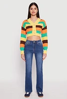 Womens Daisy Striped Cropped Cardigan, Multi, Size M