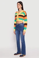 Womens Daisy Striped Cropped Cardigan, Multi, Size M
