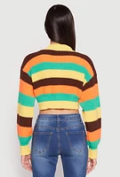 Womens Daisy Striped Cropped Cardigan, Multi, Size M