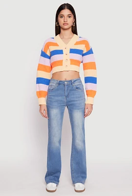 Womens Daisy Striped Cropped Cardigan, Multi, Size L