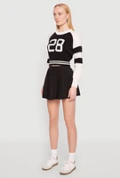 Womens Daisy 28 Varsity Stripe Graphic Sweater, Multi,