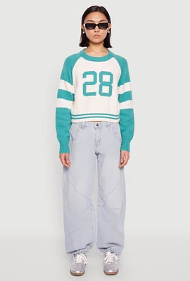 Womens Daisy 28 Varsity Stripe Graphic Sweater,