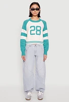 Womens Daisy 28 Varsity Stripe Graphic Sweater,