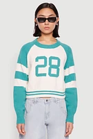 Womens Daisy 28 Varsity Stripe Graphic Sweater,