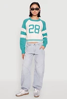 Womens Daisy 28 Varsity Stripe Graphic Sweater,