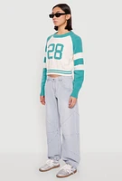 Womens Daisy 28 Varsity Stripe Graphic Sweater,