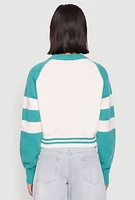 Womens Daisy 28 Varsity Stripe Graphic Sweater,