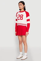 Womens Daisy 28 Varsity Stripe Graphic Sweater, Red,