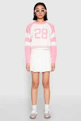 Womens Daisy 28 Varsity Stripe Graphic Sweater,