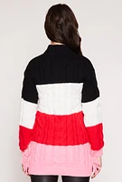 Womens Daisy Cable Knit Fringe Side Tunic Sweater, Multi,