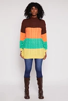 Womens Daisy Cable Knit Fringe Side Tunic Sweater, Multi, Size M
