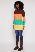 Womens Daisy Cable Knit Fringe Side Tunic Sweater, Multi, Size M
