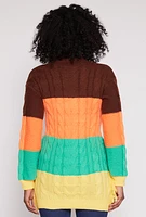 Womens Daisy Cable Knit Fringe Side Tunic Sweater, Multi, Size M