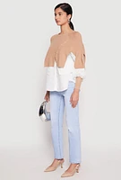 Womens Daisy Asymmetrical Knit Layered Look Top, L