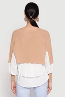 Womens Daisy Asymmetrical Knit Layered Look Top, L