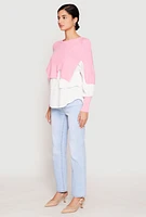 Womens Daisy Asymmetrical Knit Layered Look Top, Pink, Size M