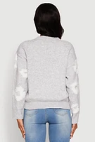 Womens Daisy Flower Tufted Knit Sweater,