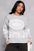 Womens Daisy Smile Chenille Sweater, Grey,