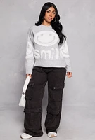 Womens Daisy Smile Chenille Sweater,