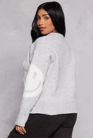 Womens Daisy Smile Chenille Sweater, Grey,