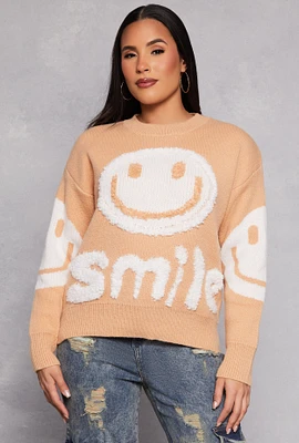 Womens Daisy Smile Chenille Sweater, L