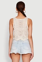 Womens Chevron Crochet Vest, Beige, Size L