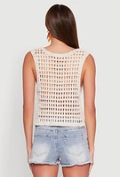 Womens Crochet Floral Tie Front Vest,