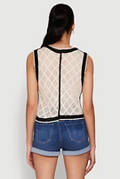Womens Floral Pattern Crochet Vest, Multi,