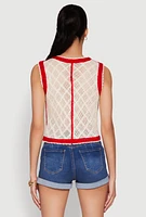 Womens Floral Pattern Crochet Vest, Red, Size S