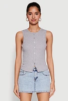 Womens Almost Famous Rib Knit Vest, Grey, Size L