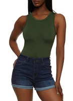 Womens Basic Crew Neck Tank Bodysuit,