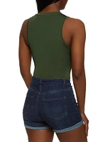 Womens Basic Crew Neck Tank Bodysuit,
