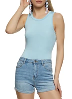 Womens Basic Crew Neck Tank Bodysuit,
