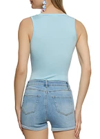 Womens Basic Crew Neck Tank Bodysuit,