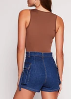Womens Basic Crew Neck Tank Bodysuit,
