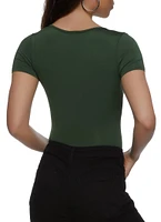 Womens Daisy Short Sleeve Scoop Bodysuit,