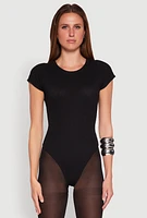 Womens Daisy Rib Knit Crew Neck Bodysuit,