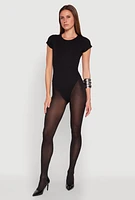 Womens Daisy Rib Knit Crew Neck Bodysuit,